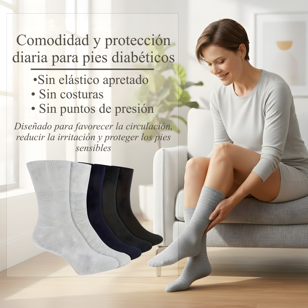 Calcetines premium sin costuras para diabéticos, Compresión suave,  Sin presión