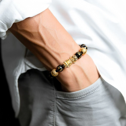 PULSERA FENG SHUI PIXIU DE OBSIDIANA NEGRA – ATRAE RIQUEZA & PROTECCIÓN