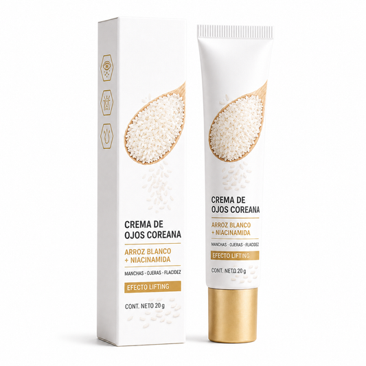 Crema de Ojos Coreana con Arroz Blanco y Niacinamida para Manchas Oscuras, Ojeras y Flacidez